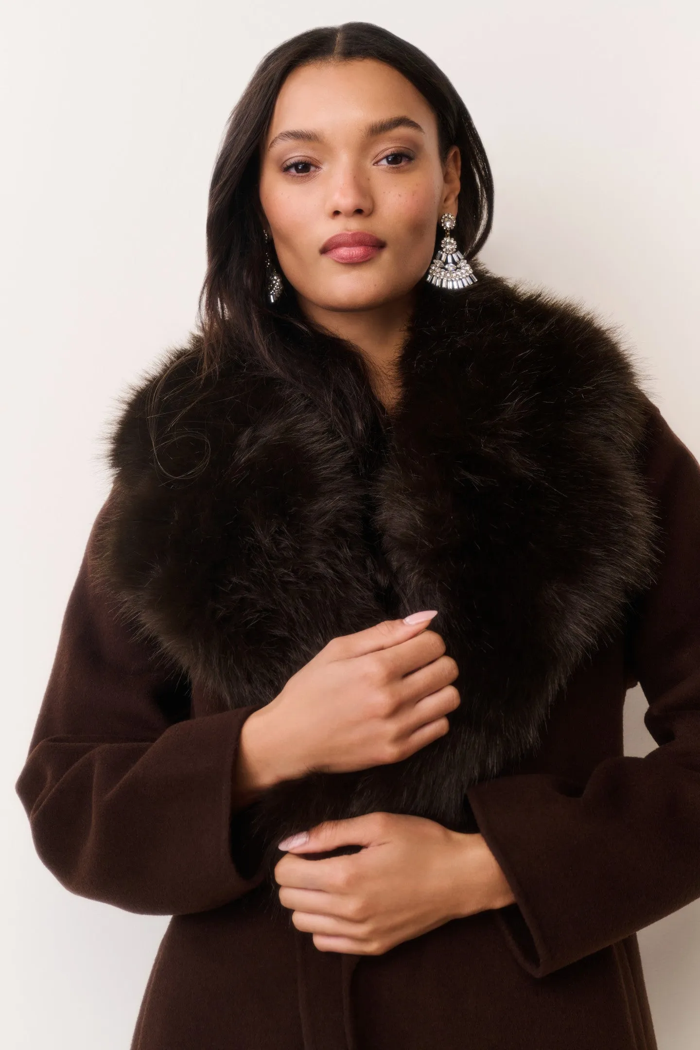 Kenzia Faux Fur Collar Wool Coat sold by LoveShackFancy product image thumbnail 2