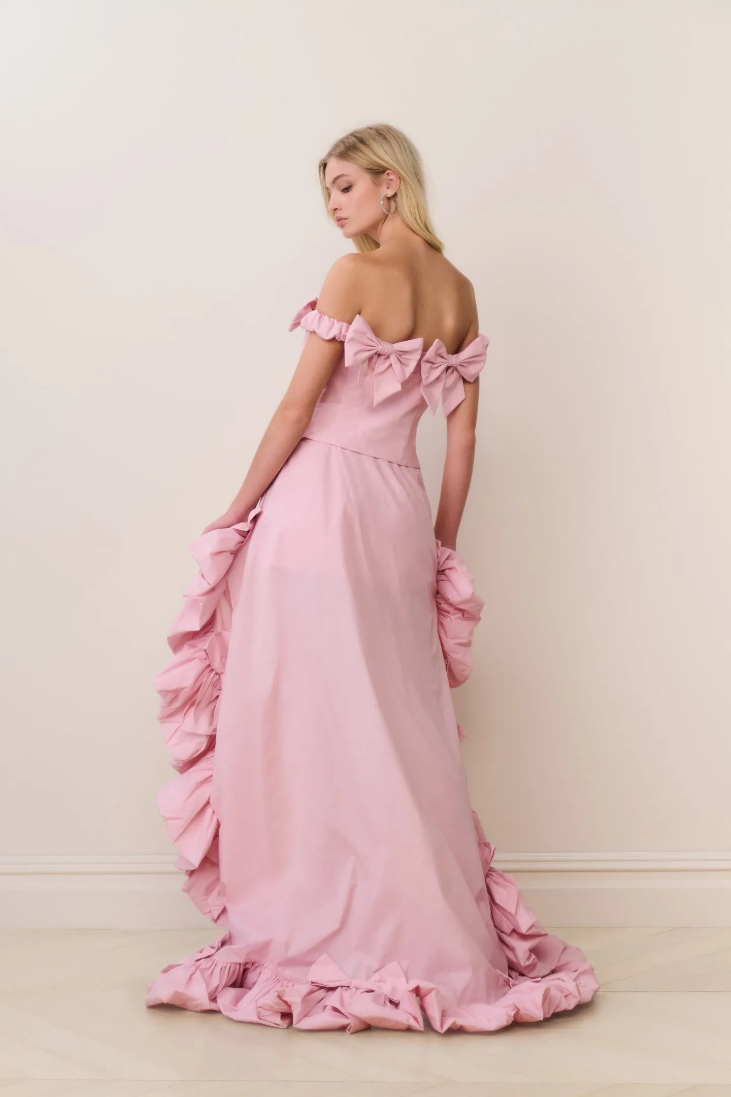 Olivera Taffeta Bow High-Low Skirt sold by LoveShackFancy product image thumbnail 4