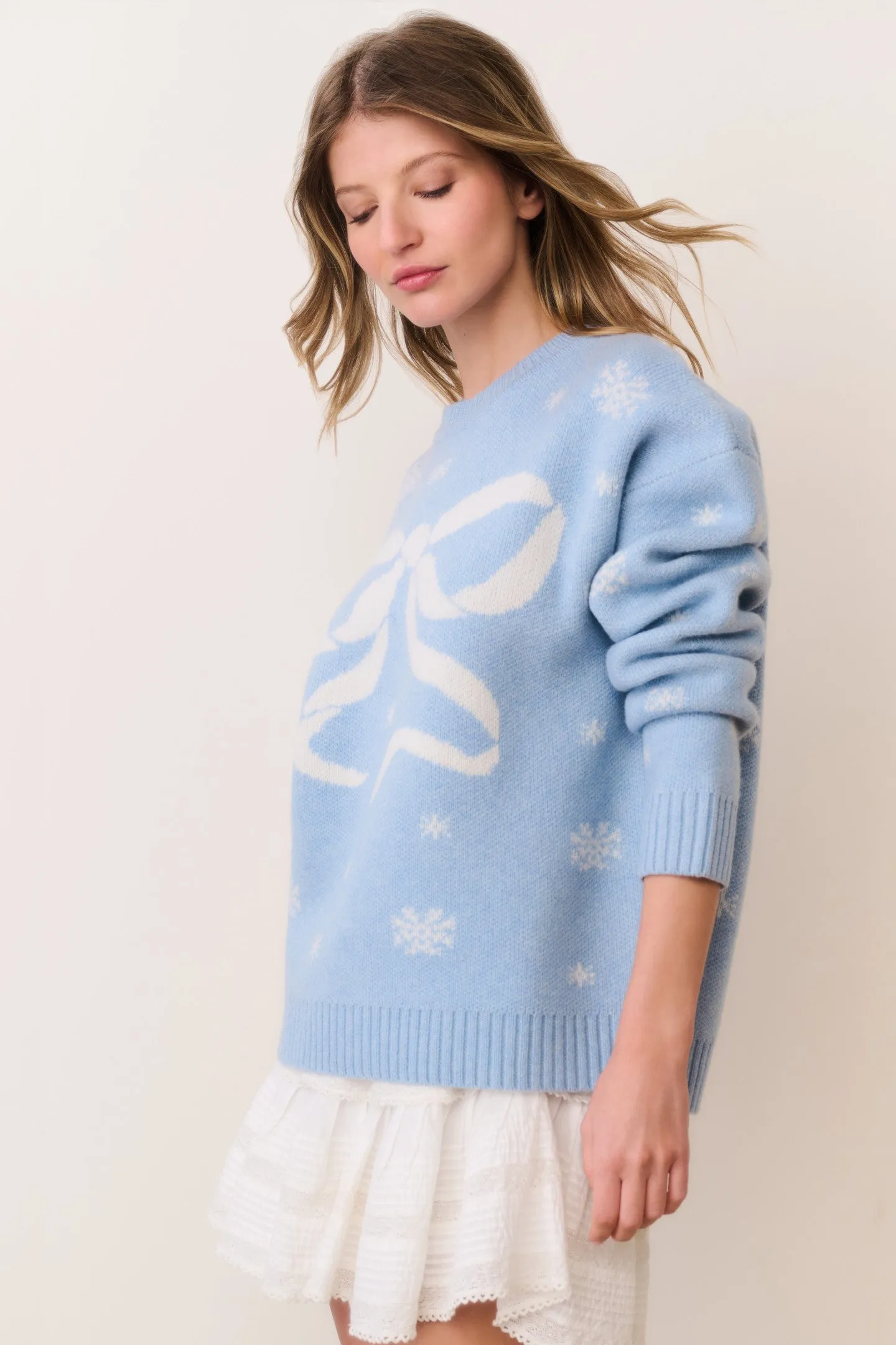 Francie Wool Jacquard Pullover - SNOWFLAKE BLUE sold by LoveShackFancy product image thumbnail 2
