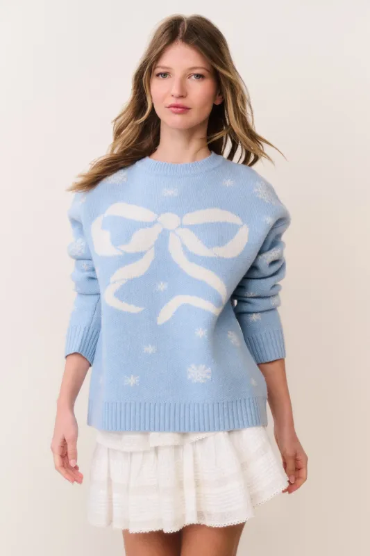 Francie Wool Jacquard Pullover - SNOWFLAKE BLUE sold by LoveShackFancy