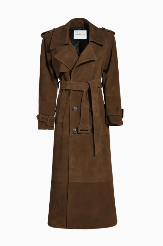 Susanna Chow Madison Suede Trench made by LoveShackFancy