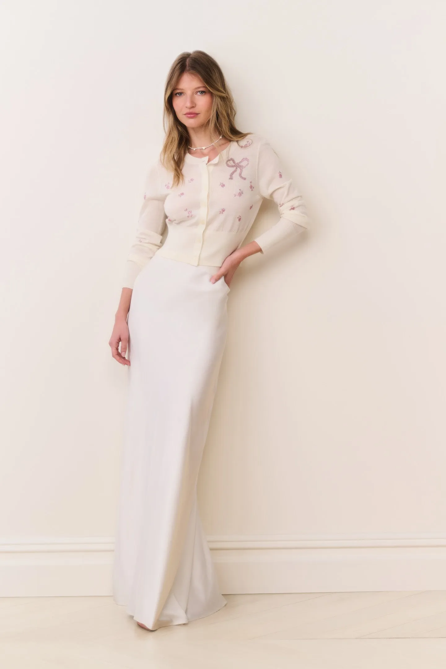Maurine Satin Maxi Skirt sold by LoveShackFancy