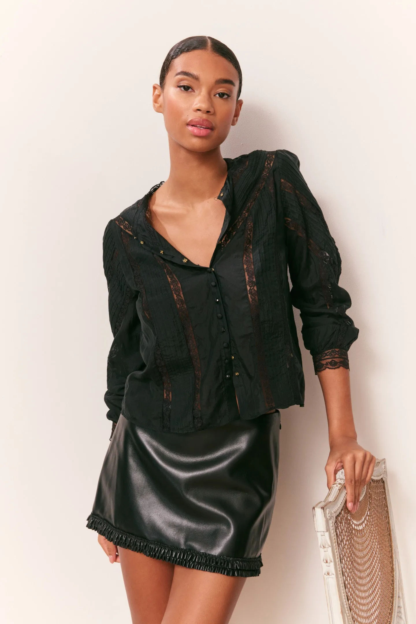 Noala Faux Leather Mini Skirt sold by LoveShackFancy product image thumbnail 2