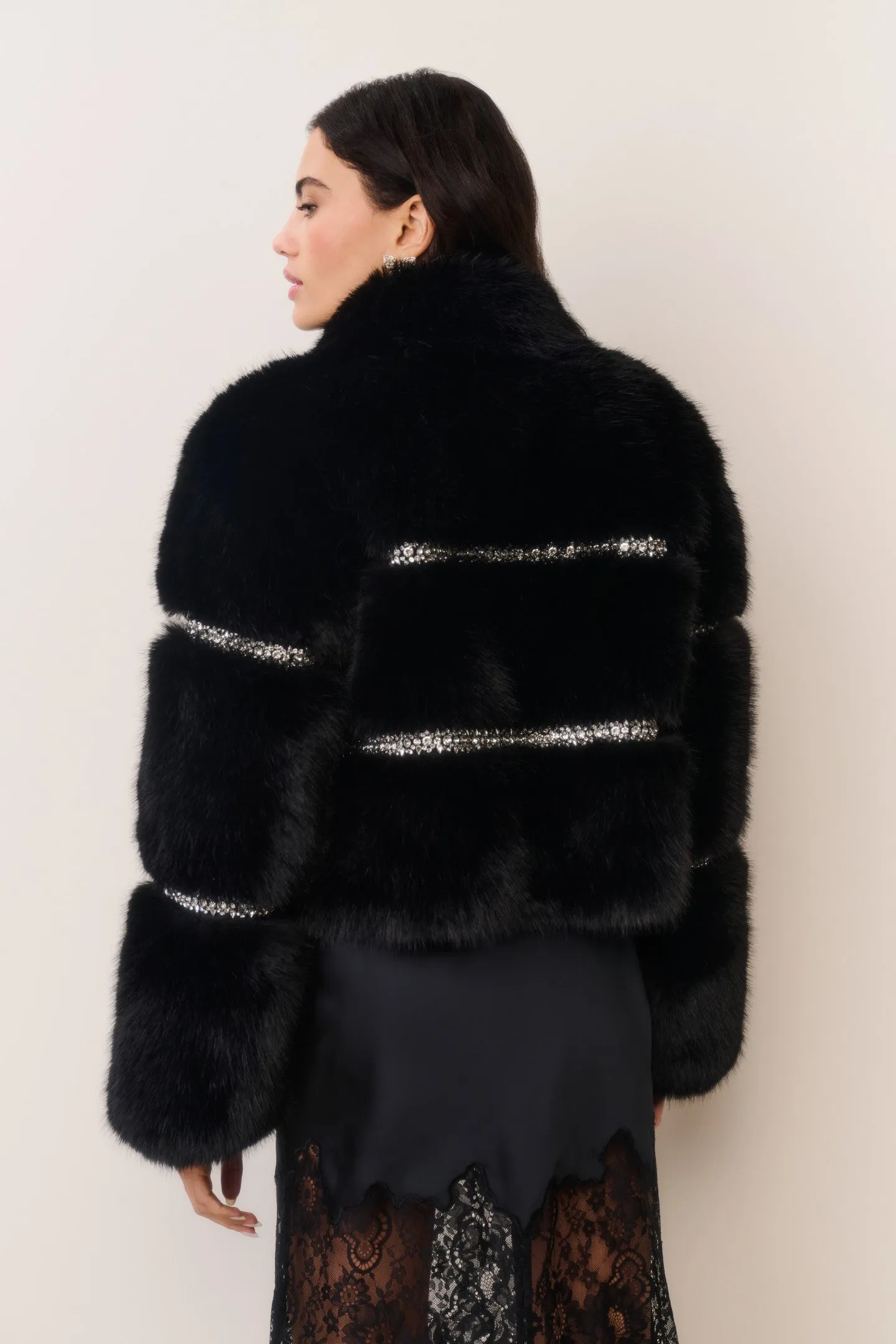 Manby Embellished Faux Fur Jacket sold by LoveShackFancy product image thumbnail 5