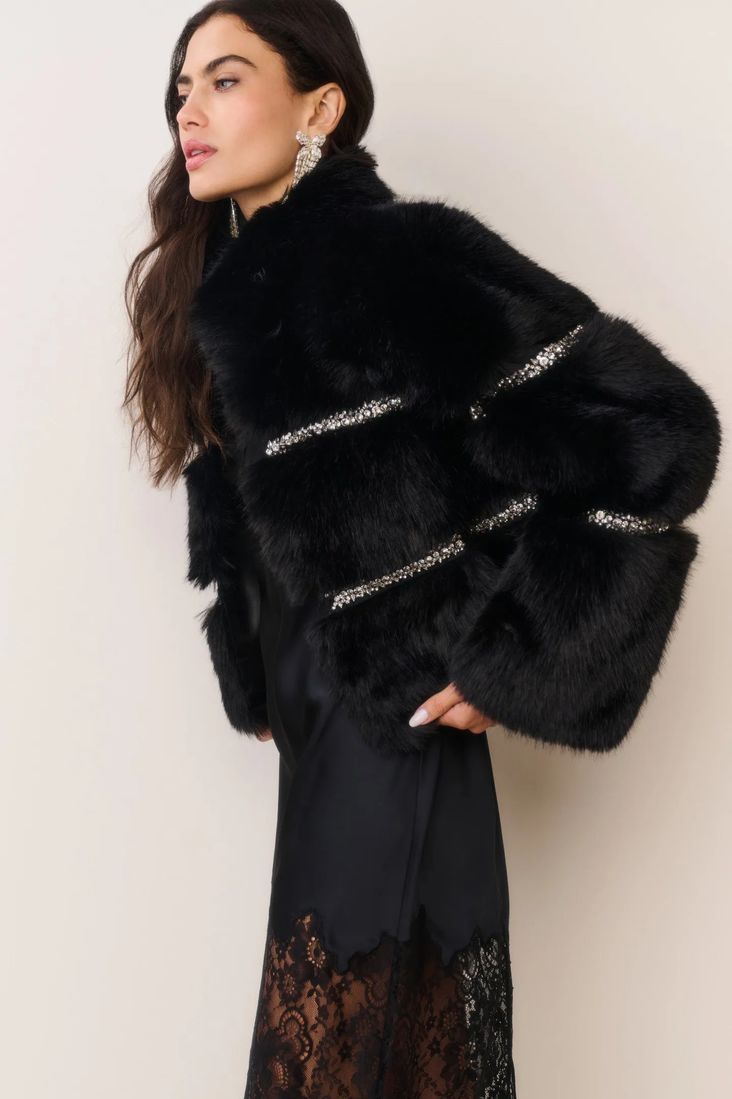 Manby Embellished Faux Fur Jacket sold by LoveShackFancy product image thumbnail 4