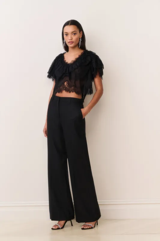 Enly Wool-Blend Wide Leg Pant made by LoveShackFancy
