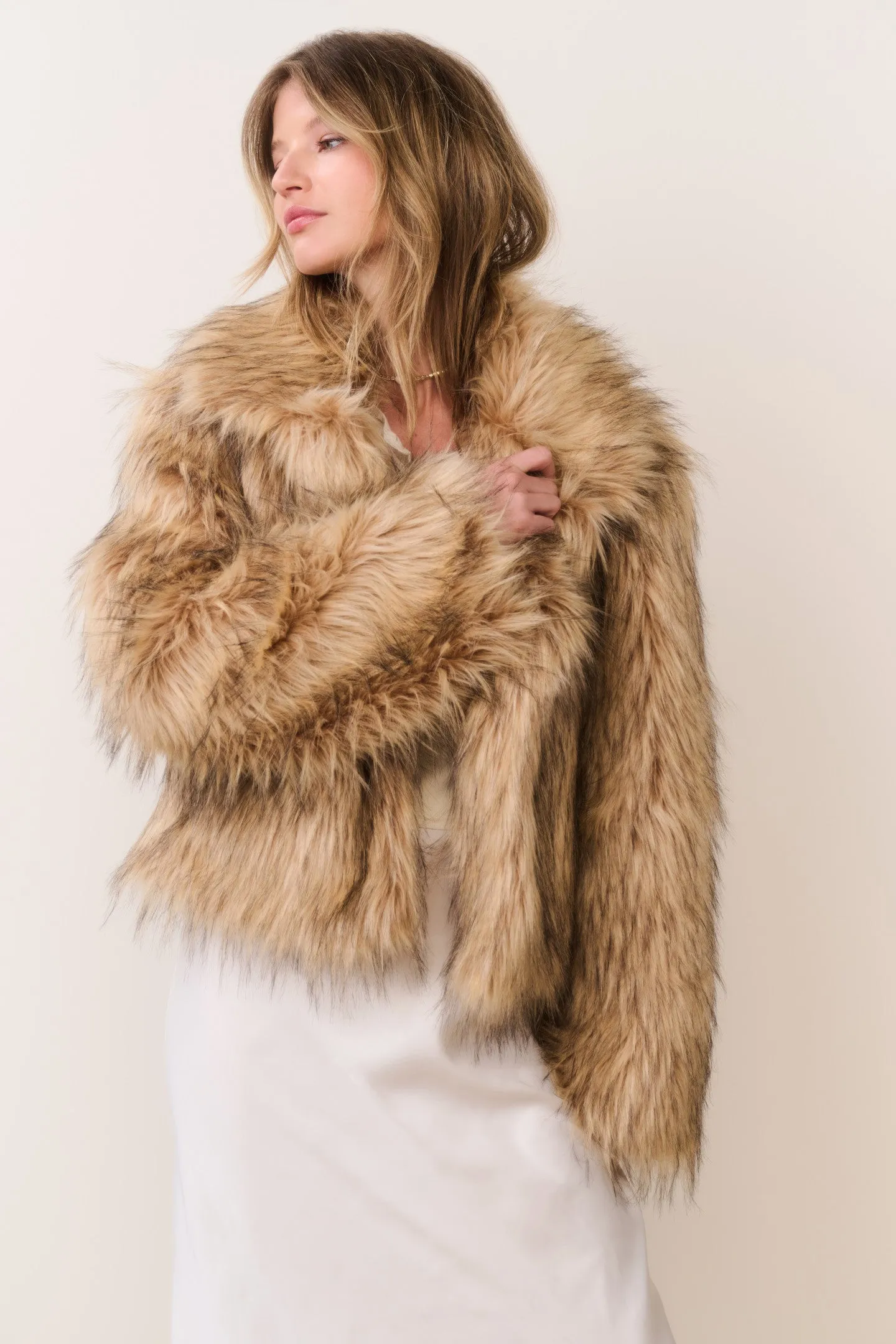 Valina Faux Fur Jacket sold by LoveShackFancy