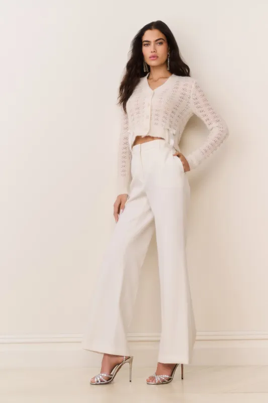 Enly Wool-Blend Wide Leg Pant - CREAM sold by LoveShackFancy