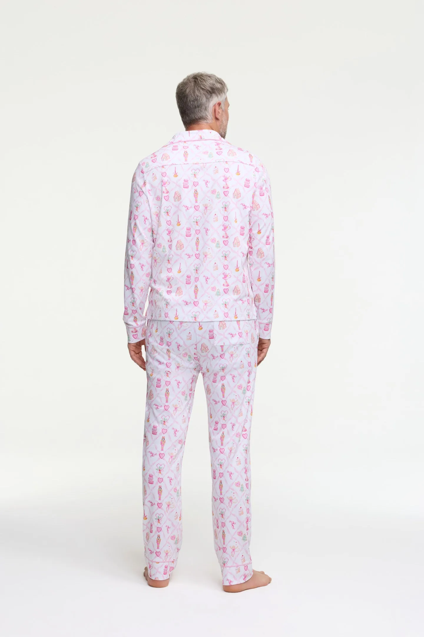 LoveShackFancy x Roller Rabbit Mens Sugarplum Lattice Long Sleeve Polo Pajamas sold by LoveShackFancy product image thumbnail 5