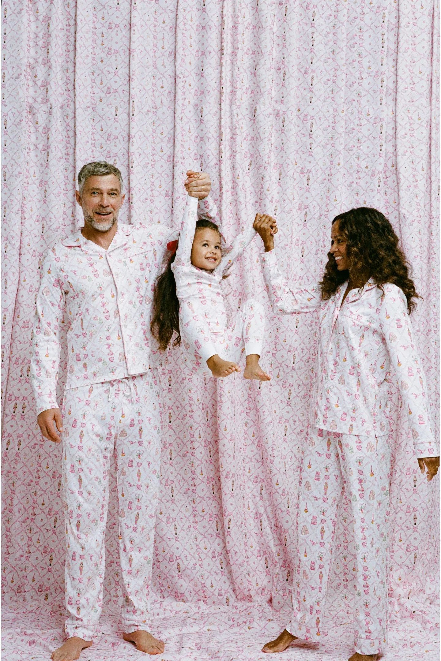 LoveShackFancy x Roller Rabbit Mens Sugarplum Lattice Long Sleeve Polo Pajamas sold by LoveShackFancy product image thumbnail 3