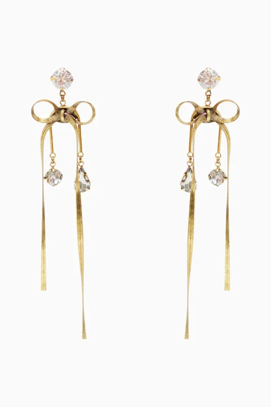 Erickson Beamon Gold Bow Statement Earrings made by LoveShackFancy