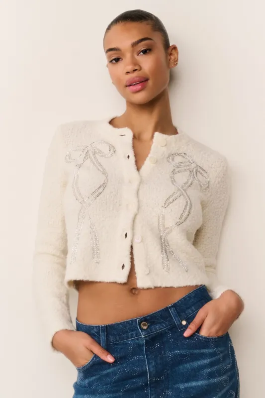 Leocadia Wool-Blend Embellished Cardigan made by LoveShackFancy