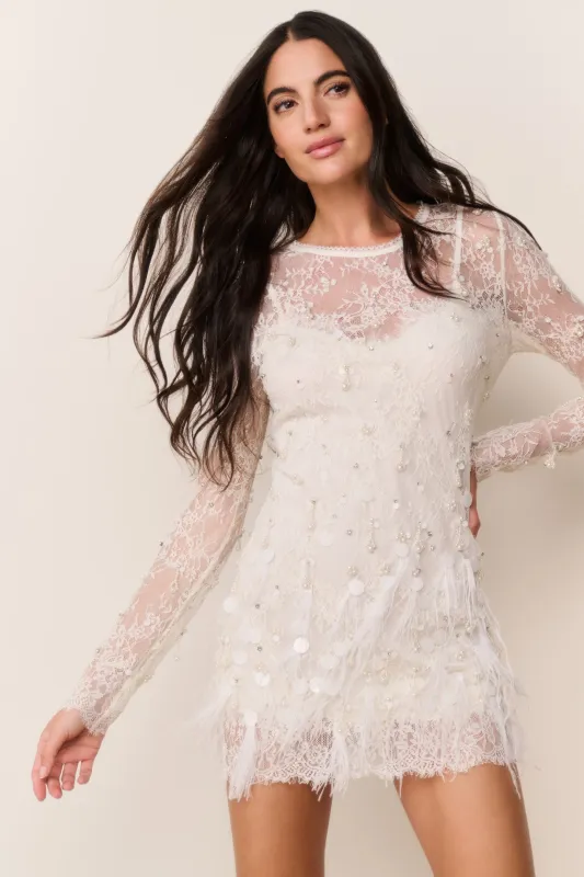 Alouetta Embellished Lace Mini Dress sold by LoveShackFancy