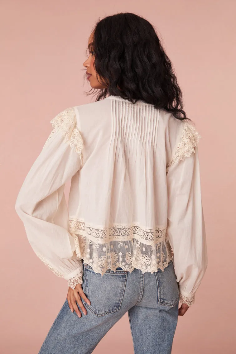Kava Cotton Ruffle Long Sleeve Blouse sold by LoveShackFancy product image thumbnail 4