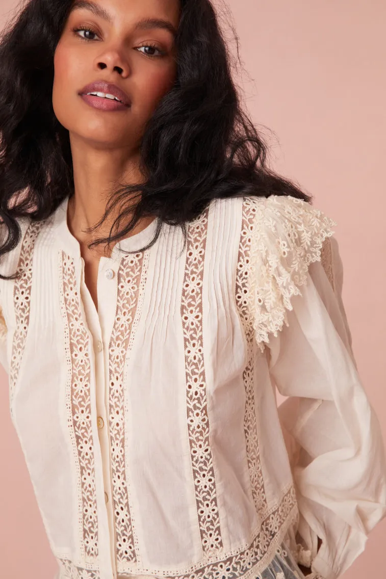 Kava Cotton Ruffle Long Sleeve Blouse sold by LoveShackFancy product image thumbnail 2