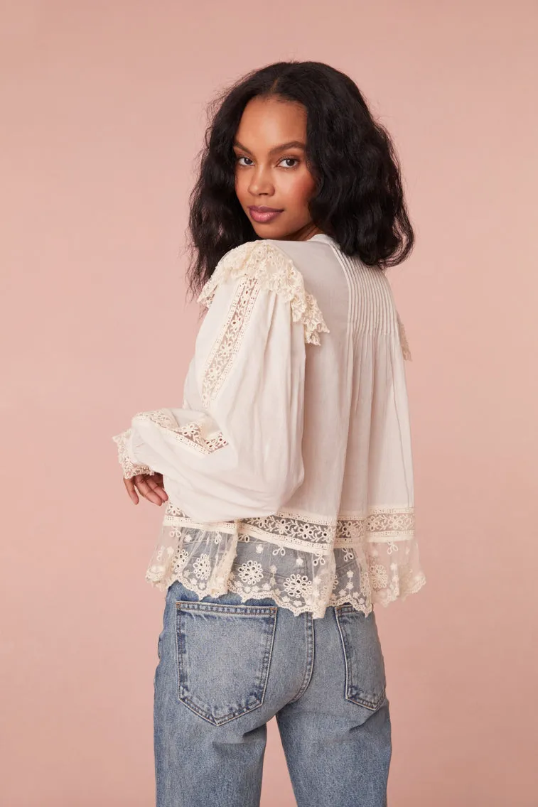 Kava Cotton Ruffle Long Sleeve Blouse sold by LoveShackFancy product image thumbnail 5