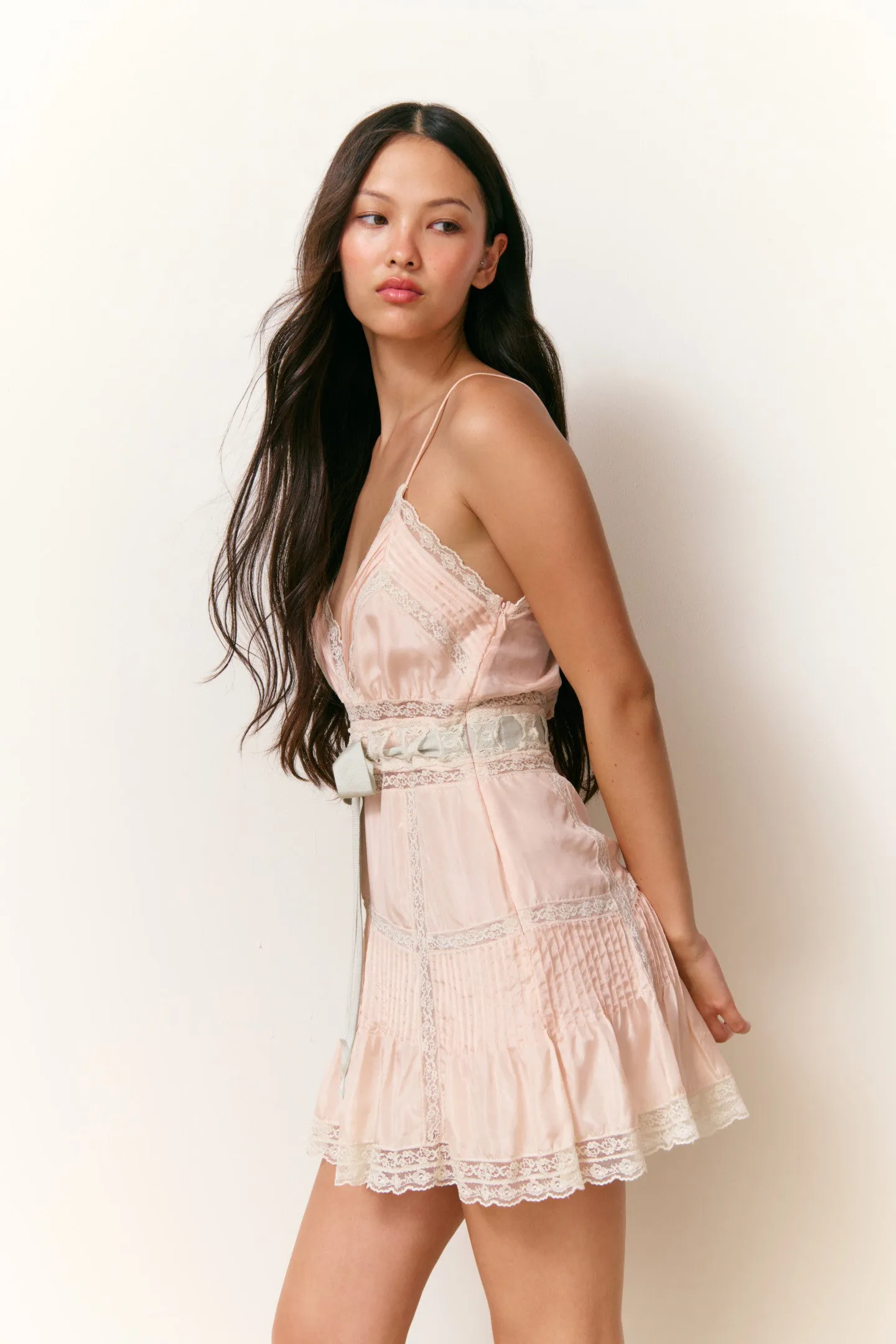 Sibelle Silk Ribbon Mini Dress - FRENCH ROSE sold by LoveShackFancy product image thumbnail 4