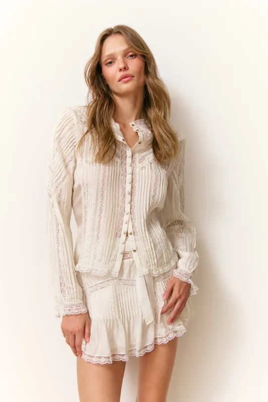 Aralina Silk Blouse - IVORY sold by LoveShackFancy