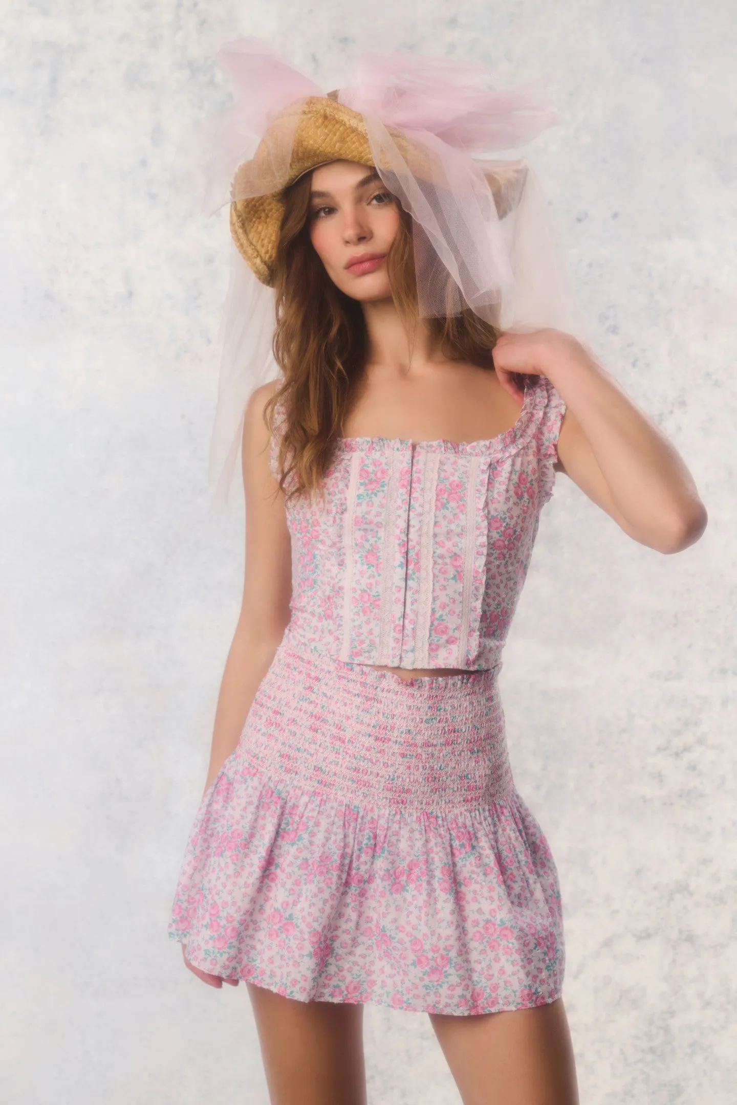 Re-Edition Georgie Floral Cotton Bustier sold by LoveShackFancy