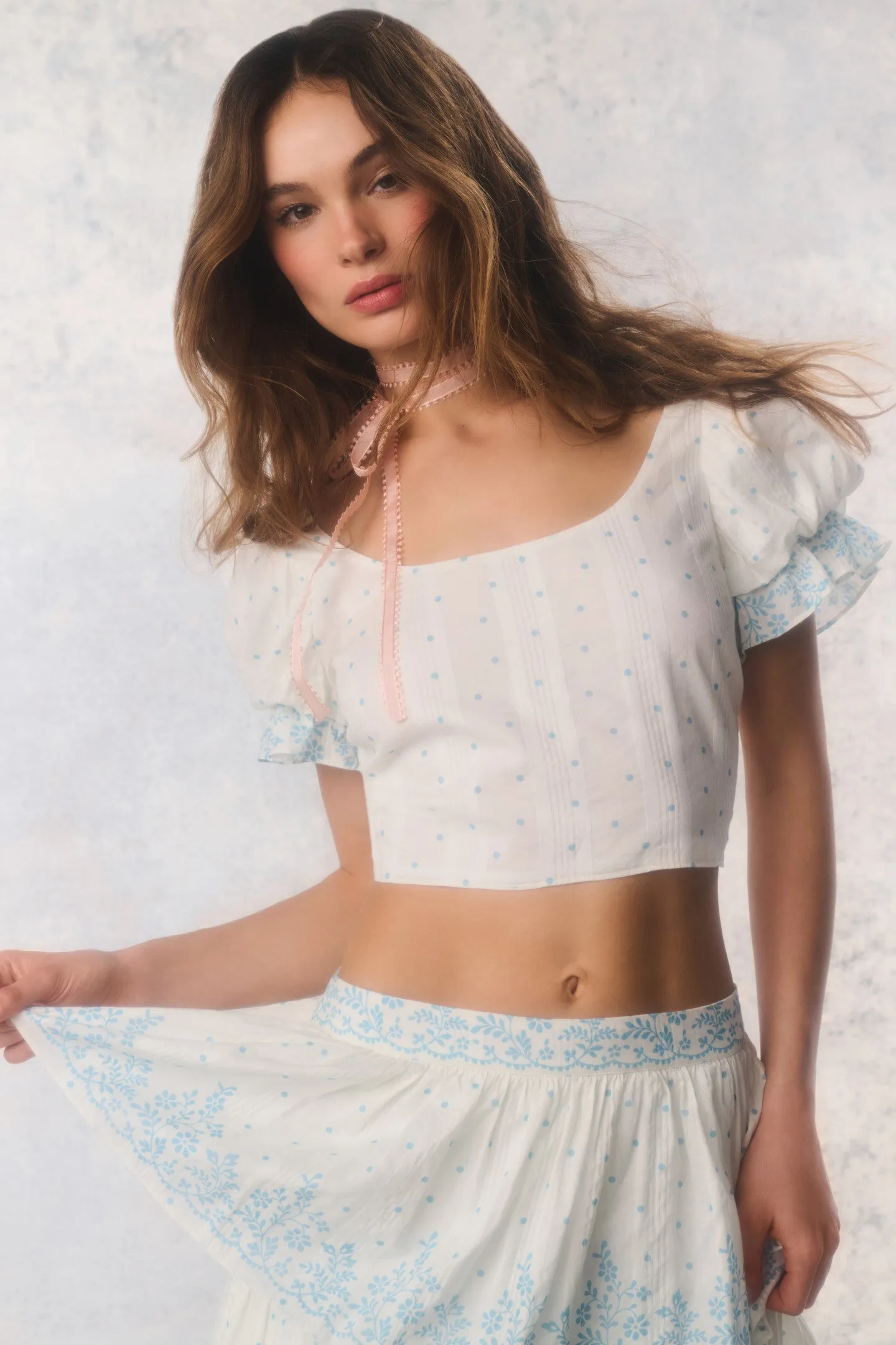 Re-Edition Christine Cotton Polkadot Top sold by LoveShackFancy