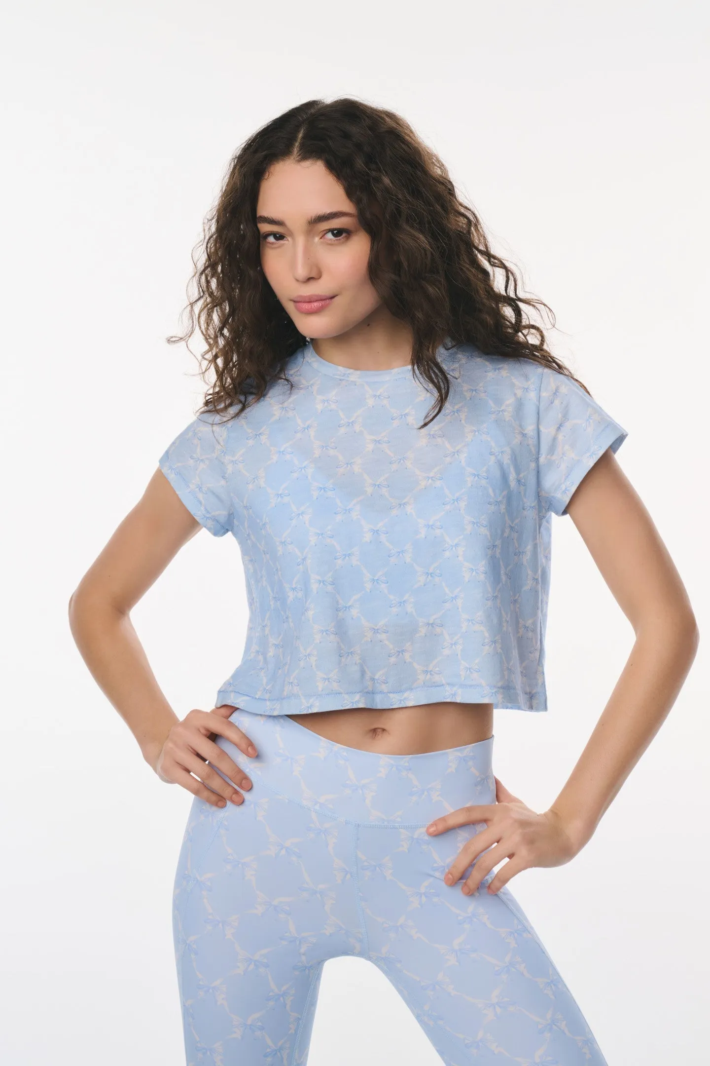 Rubin Cropped Tee - CHILLED BLUE sold by LoveShackFancy