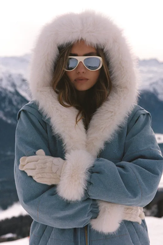 LoveShackFancy x MAX&MOI Deva Denim Convertible Jacket sold by LoveShackFancy