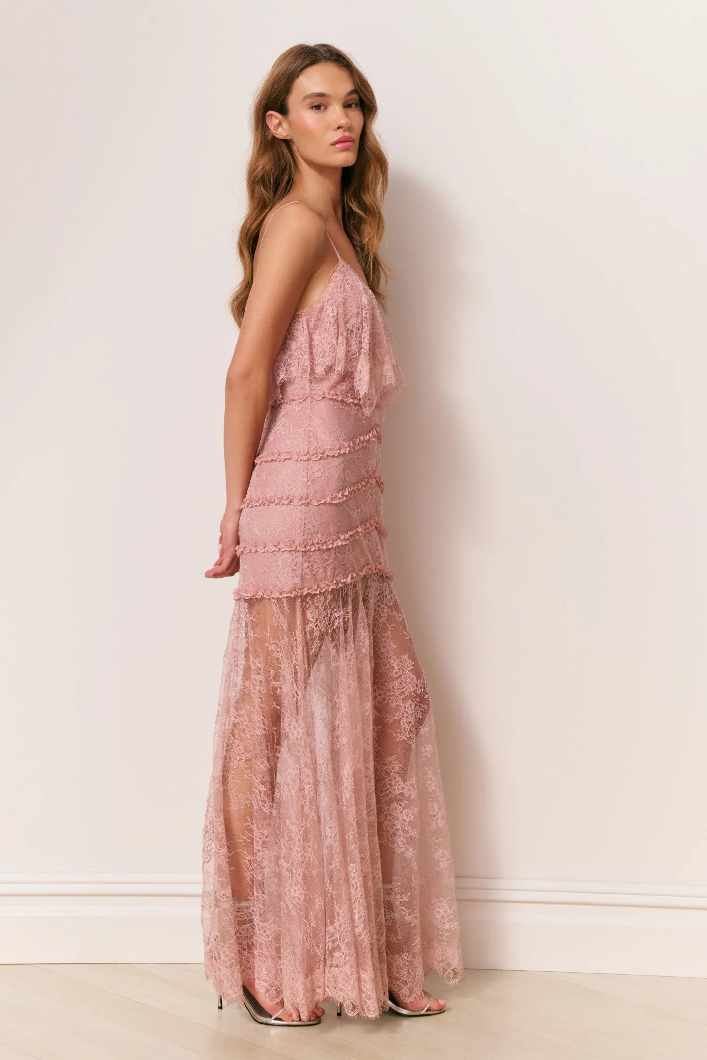 Sandy Lace Maxi Dress - DUSTY PINK sold by LoveShackFancy product image thumbnail 3
