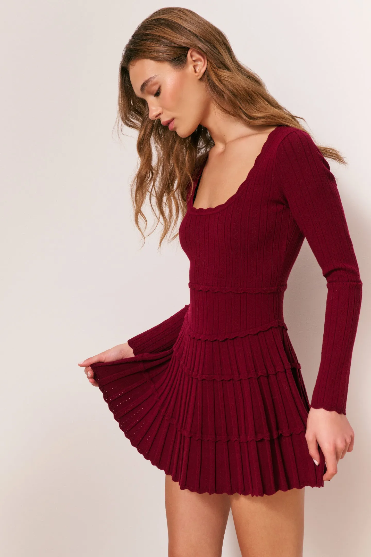 Lavender Stretch Pointelle Mini Dress - SPICED BERRY sold by LoveShackFancy product image thumbnail 3