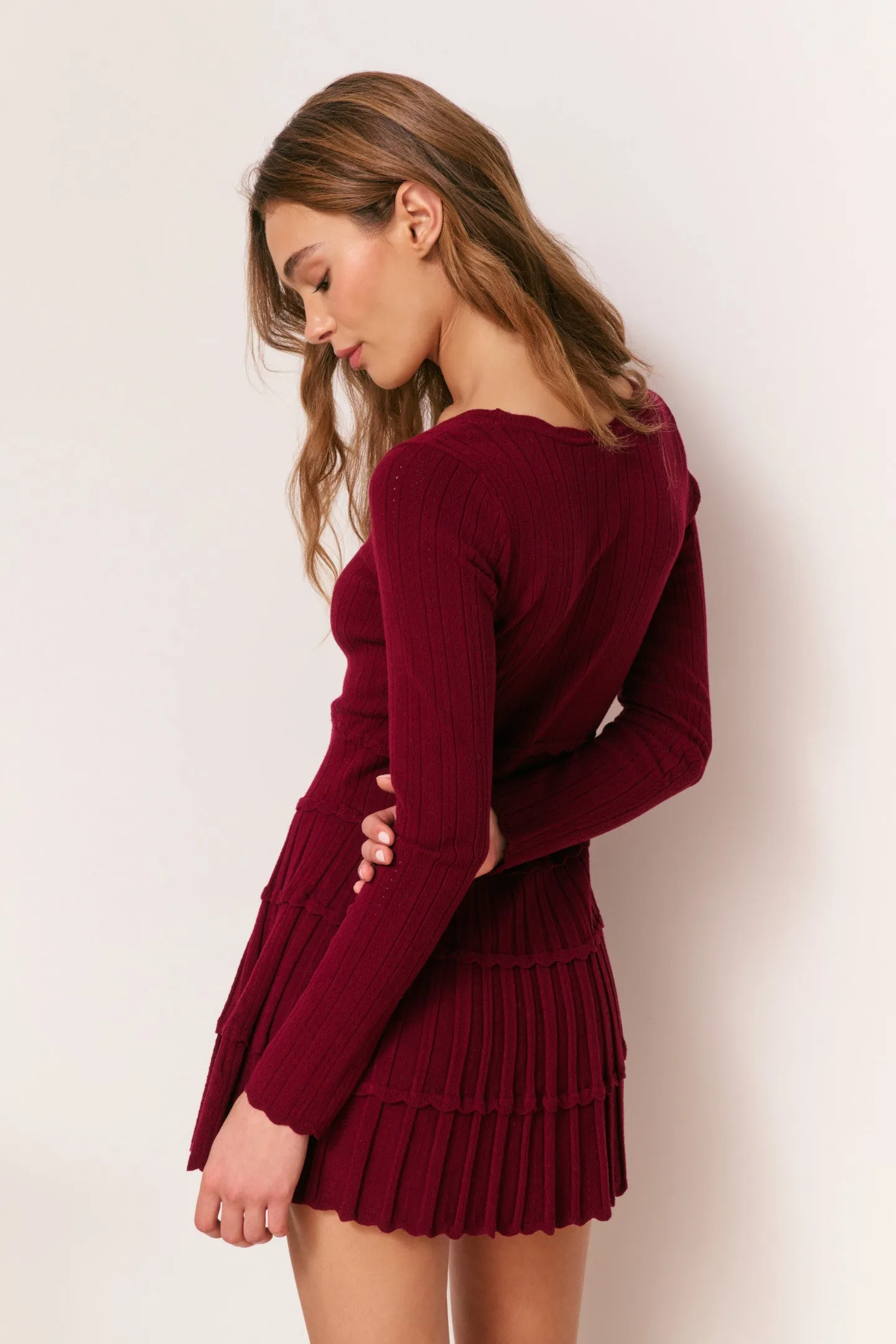 Lavender Stretch Pointelle Mini Dress - SPICED BERRY sold by LoveShackFancy product image thumbnail 5