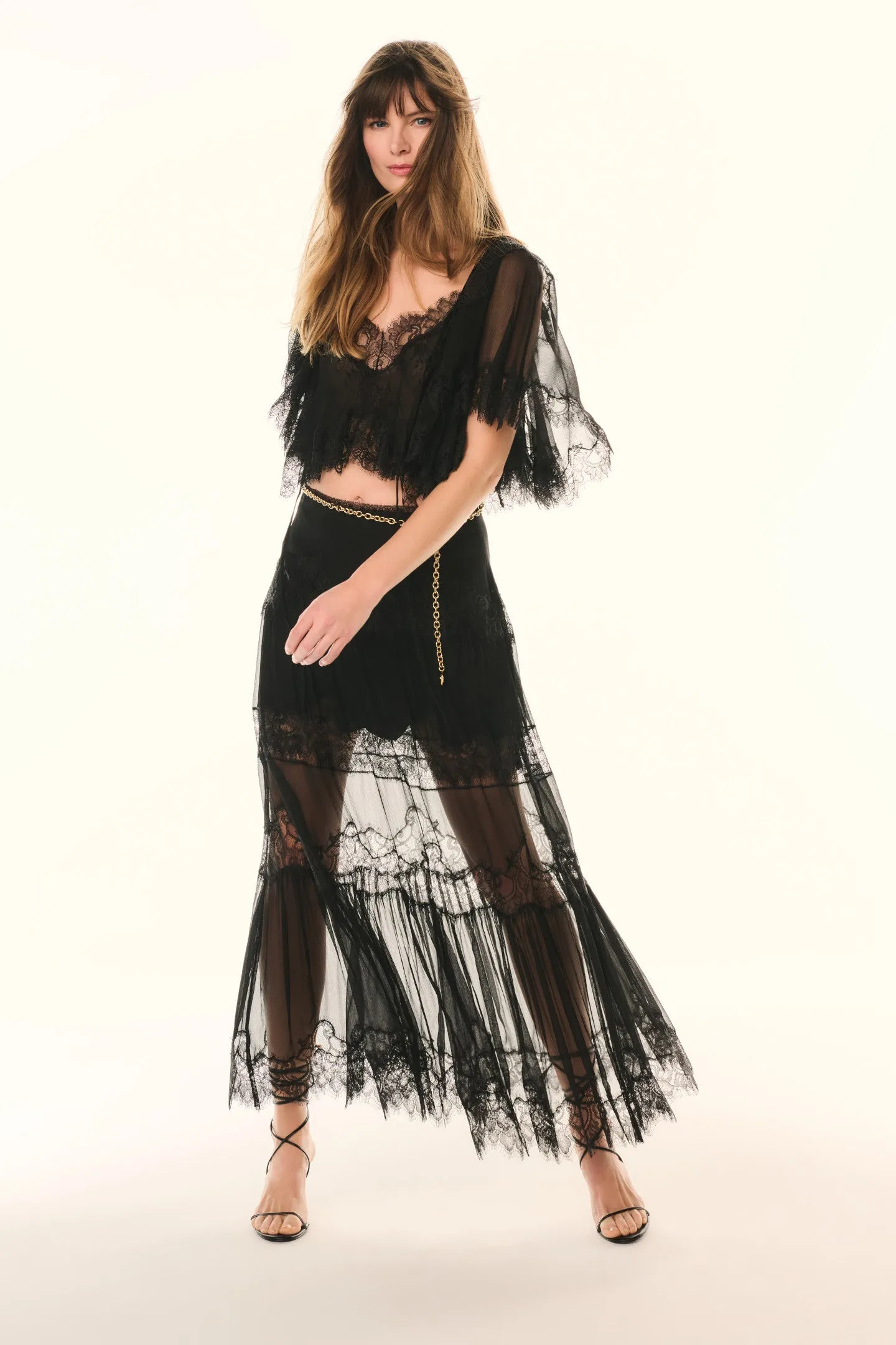 Aureline Silk Lace Pleated Maxi Skirt sold by LoveShackFancy product image thumbnail 2