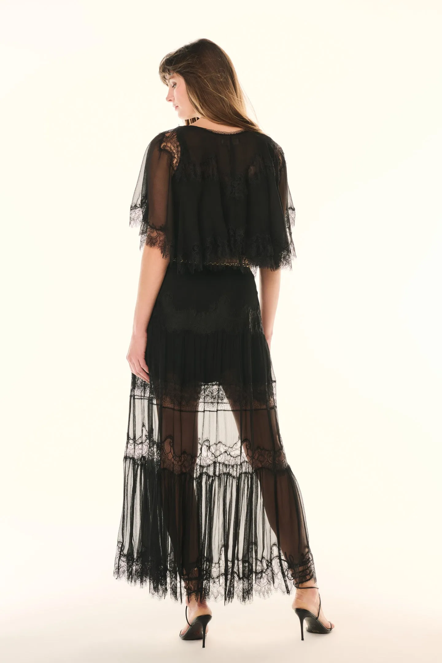 Aureline Silk Lace Pleated Maxi Skirt sold by LoveShackFancy product image thumbnail 5
