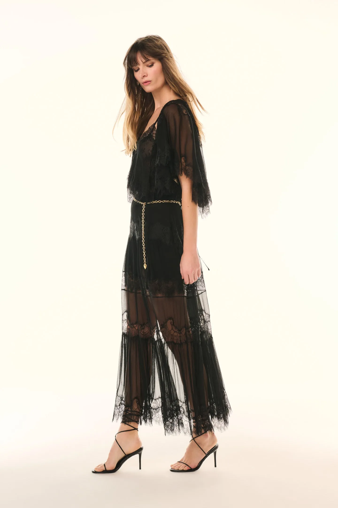 Aureline Silk Lace Pleated Maxi Skirt sold by LoveShackFancy product image thumbnail 3
