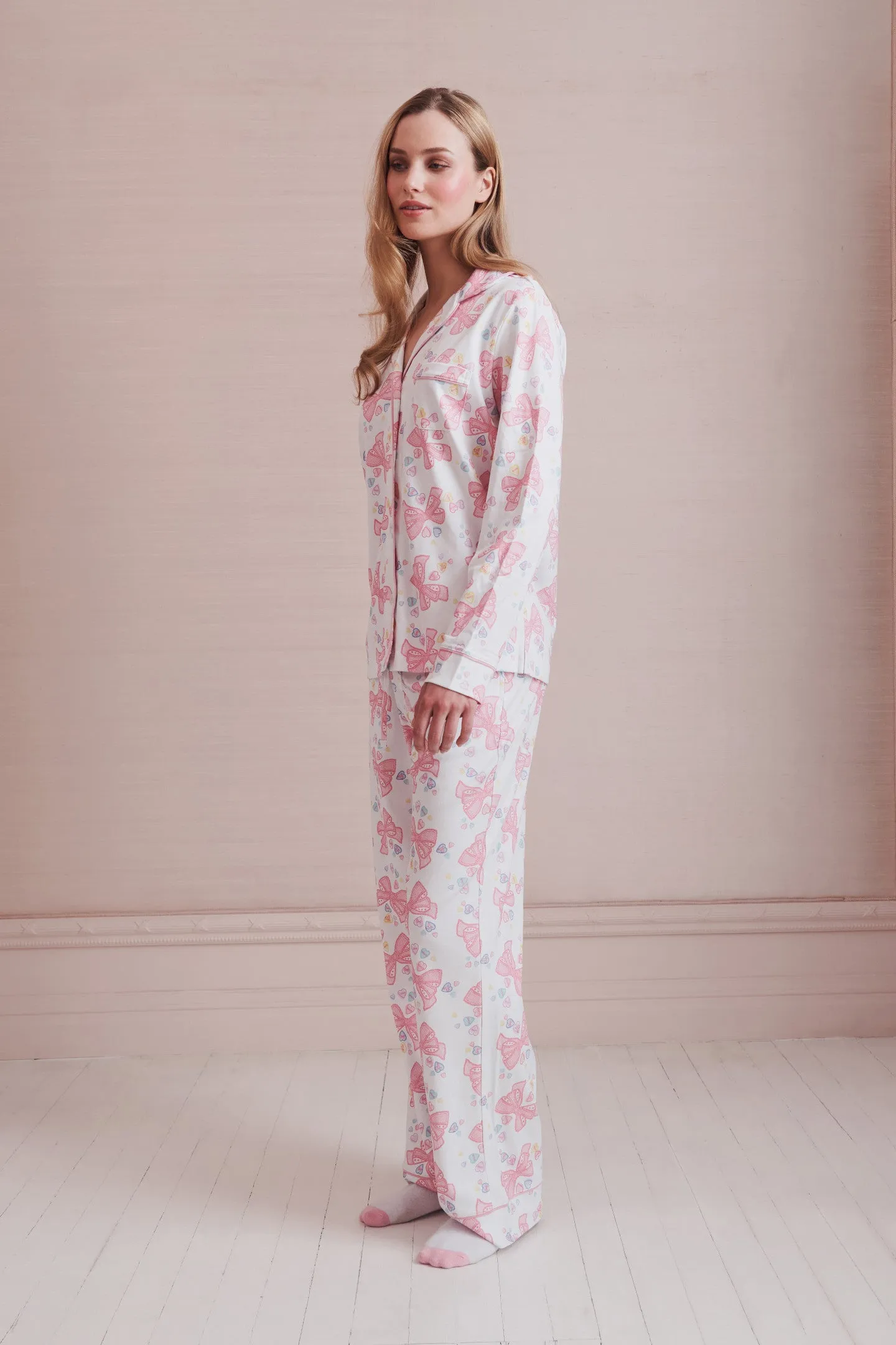 LoveShackFancy x Roller Rabbit Doily Beux Women's Long Sleeve Polo Pajama Set sold by LoveShackFancy product image thumbnail 2