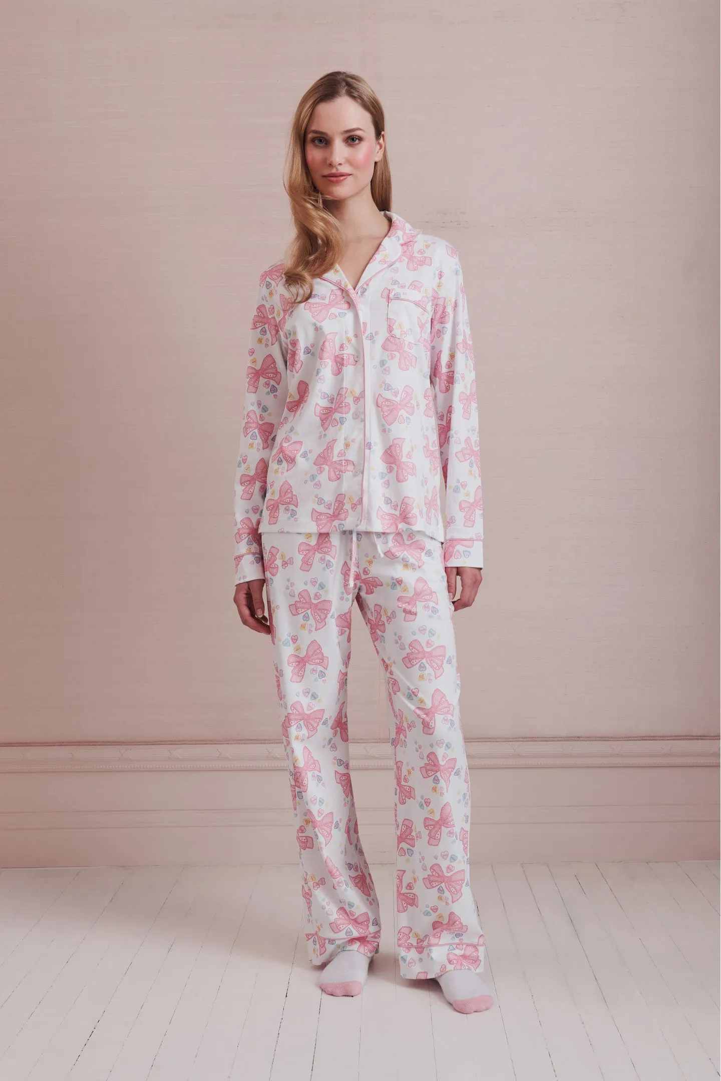 LoveShackFancy x Roller Rabbit Doily Beux Women's Long Sleeve Polo Pajama Set sold by LoveShackFancy product image thumbnail 3