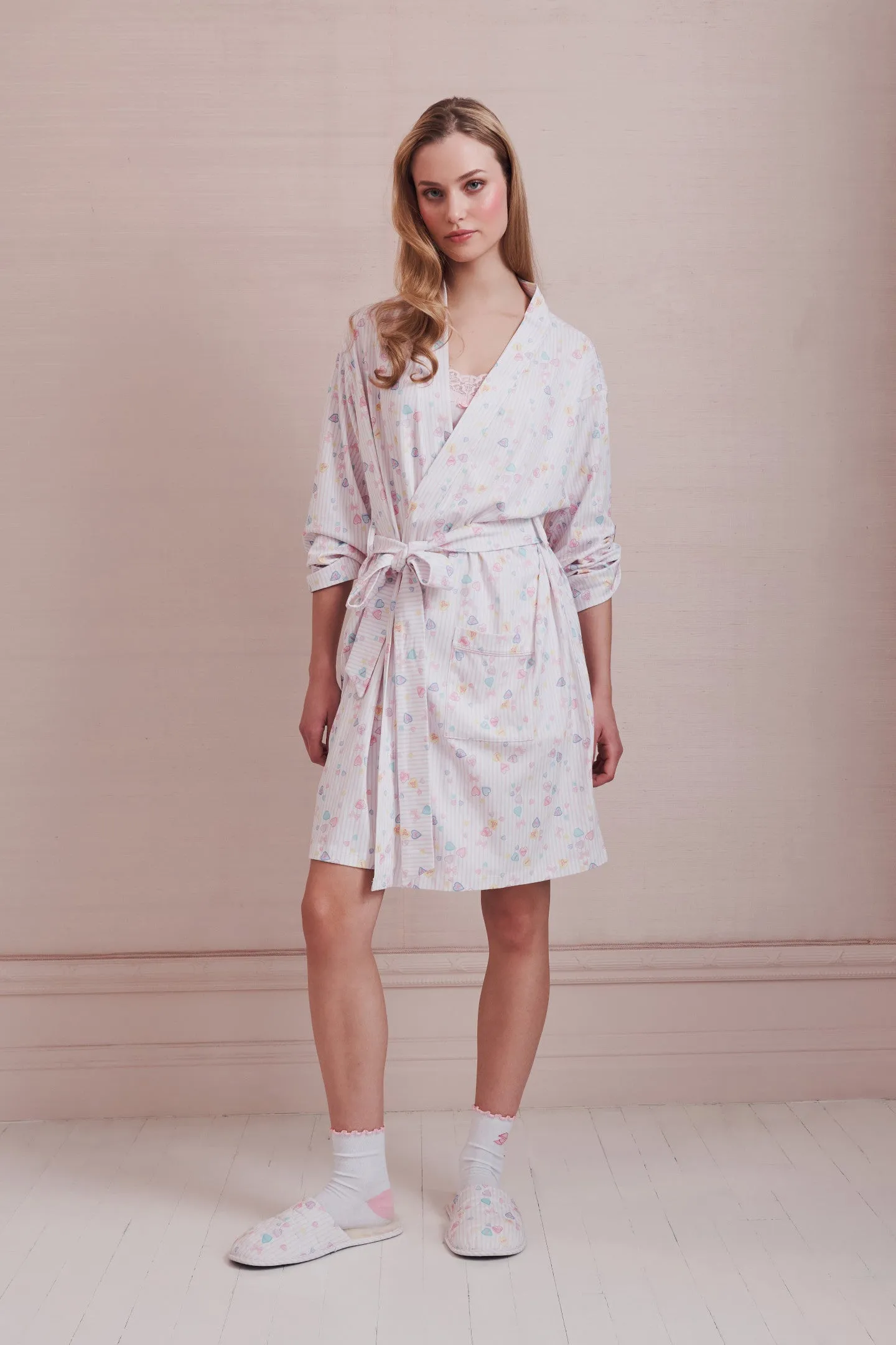 LoveShackFancy x Roller Rabbit Heart Stripe Blake Robe sold by LoveShackFancy