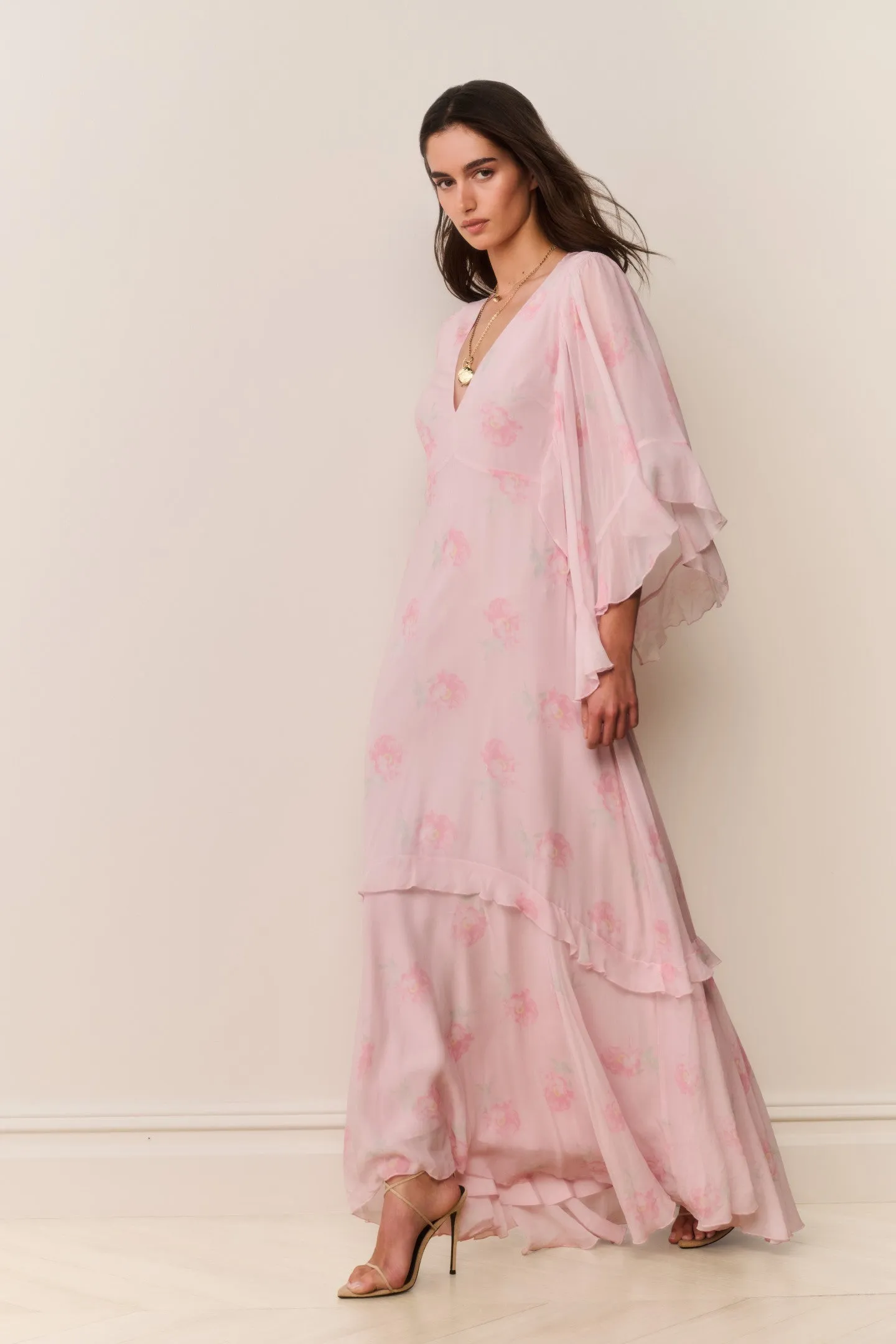 Brinley Floral Chiffon Maxi Dress sold by LoveShackFancy product image thumbnail 4