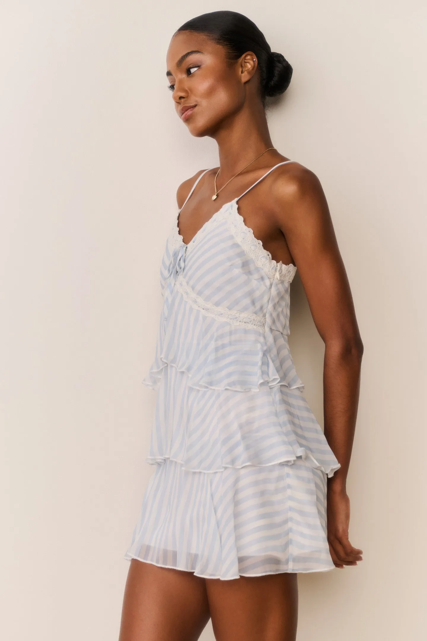 Marlia Striped Chiffon Mini Dress sold by LoveShackFancy product image thumbnail 5
