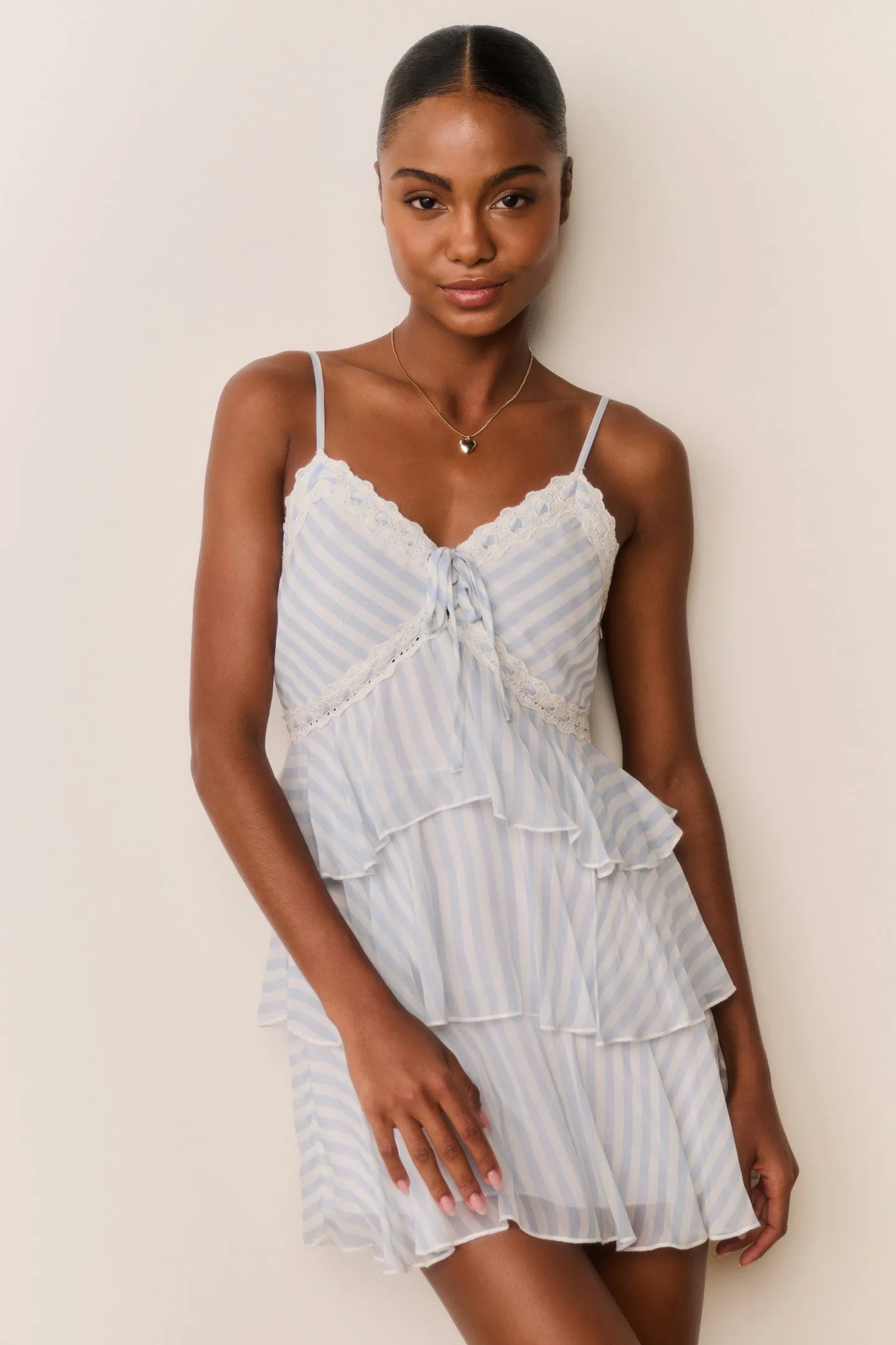 Marlia Striped Chiffon Mini Dress sold by LoveShackFancy product image thumbnail 3