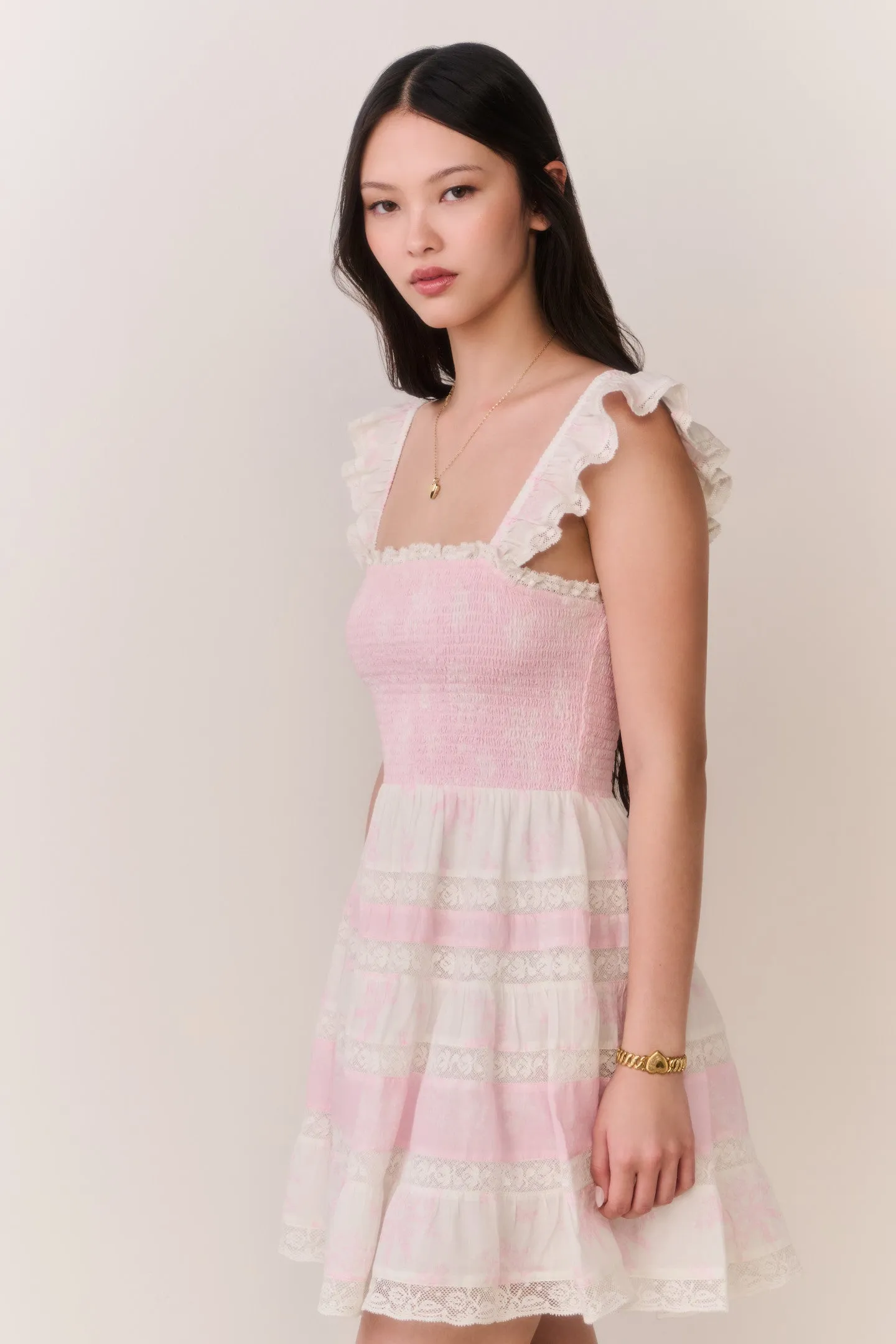 Colbera Mixed Print Cotton Mini Dress sold by LoveShackFancy product image thumbnail 4
