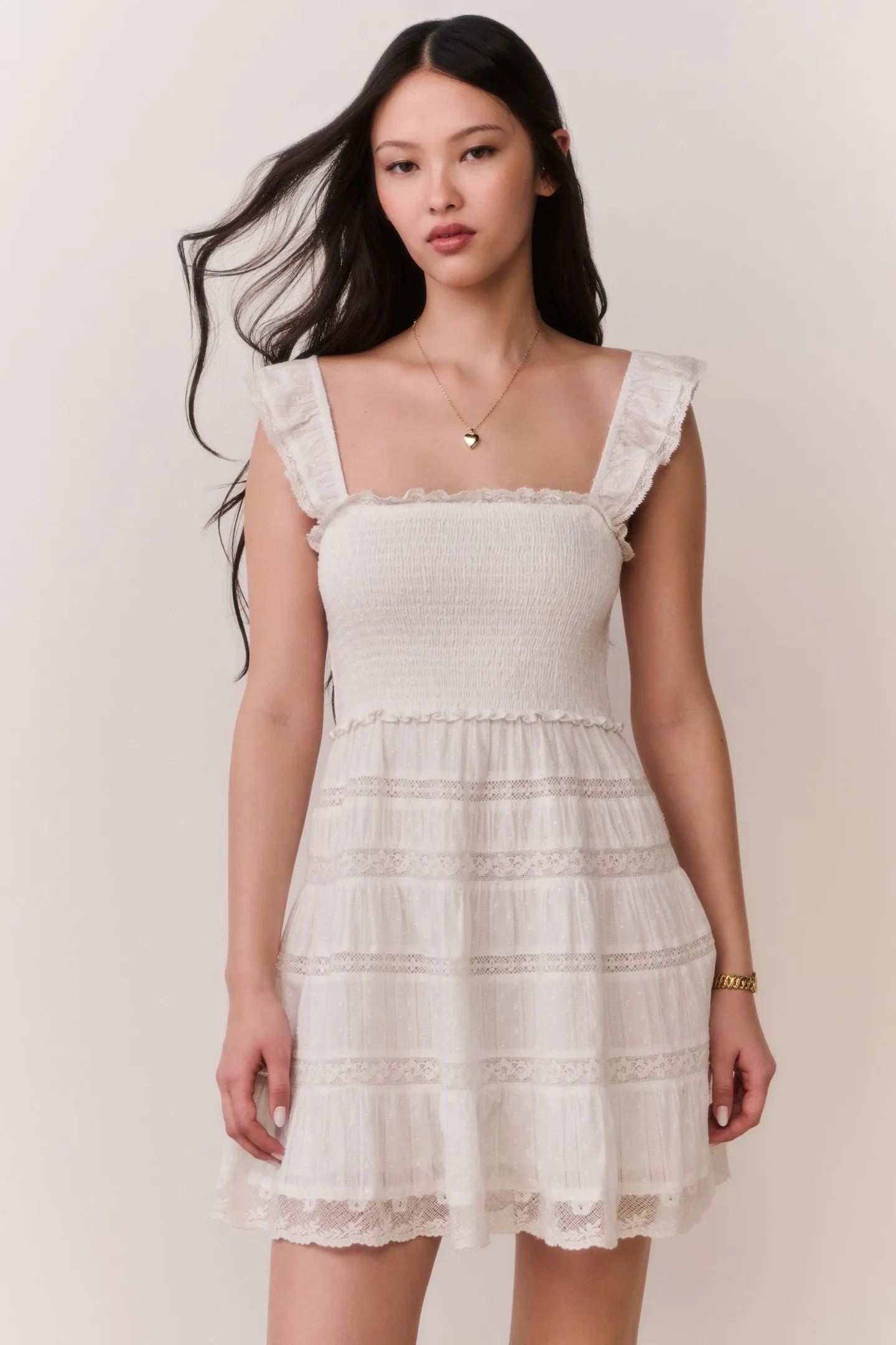Colbera Lace-Trimmed Cotton Mini Dress sold by LoveShackFancy product image thumbnail 2