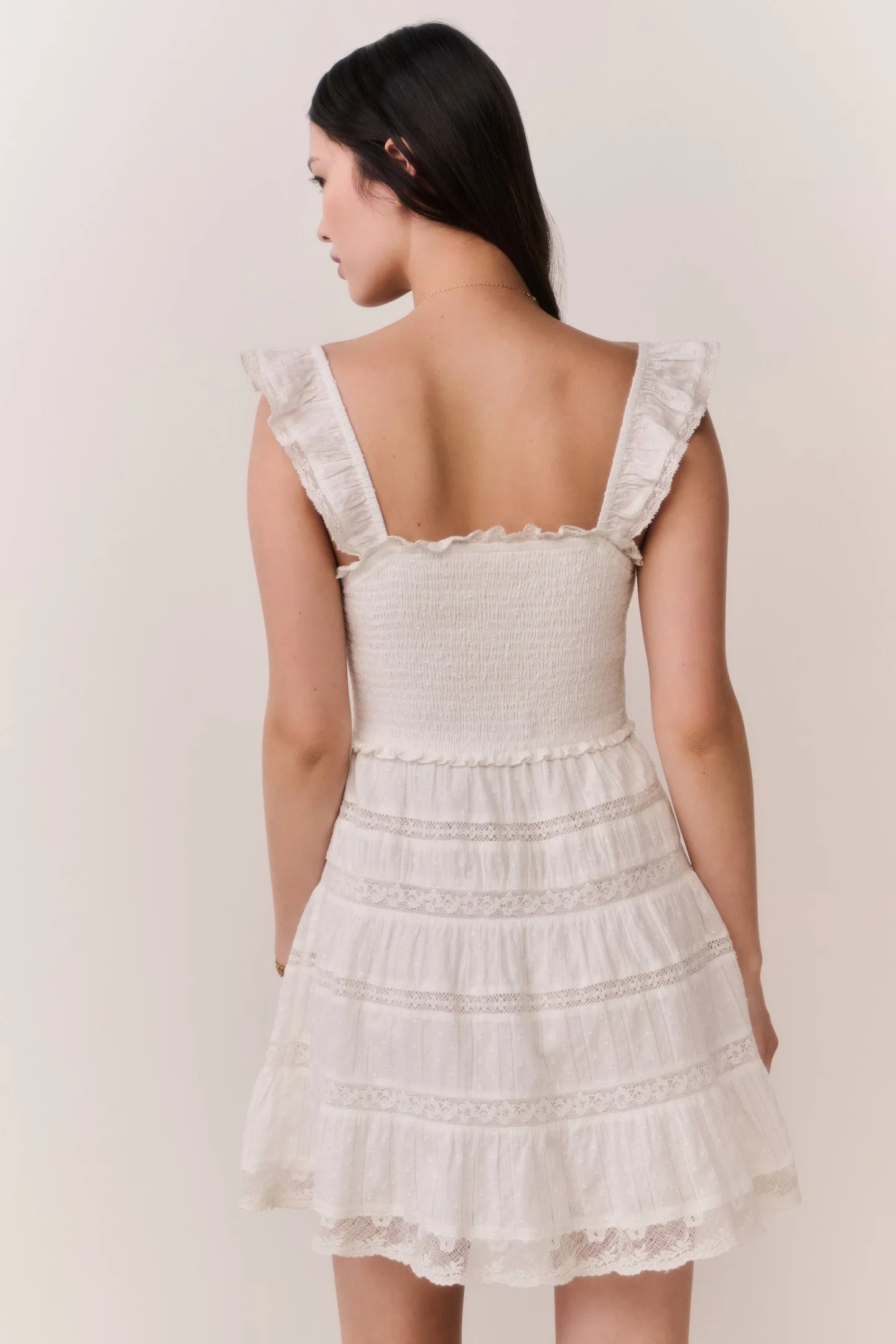 Colbera Lace-Trimmed Cotton Mini Dress sold by LoveShackFancy product image thumbnail 4