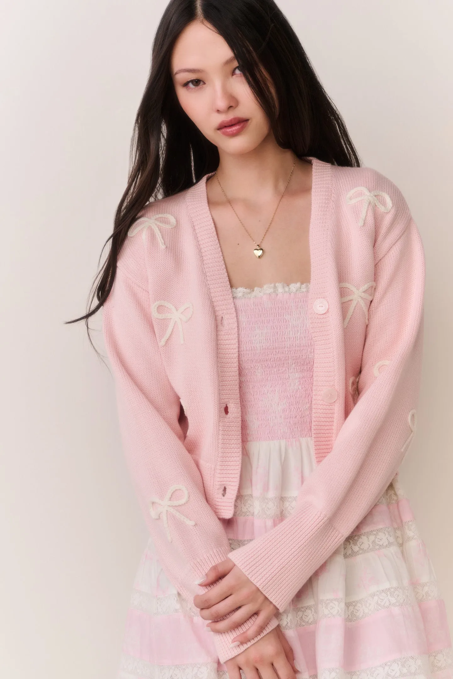 Francette Cotton Bow Embroidered Cardigan sold by LoveShackFancy product image thumbnail 3