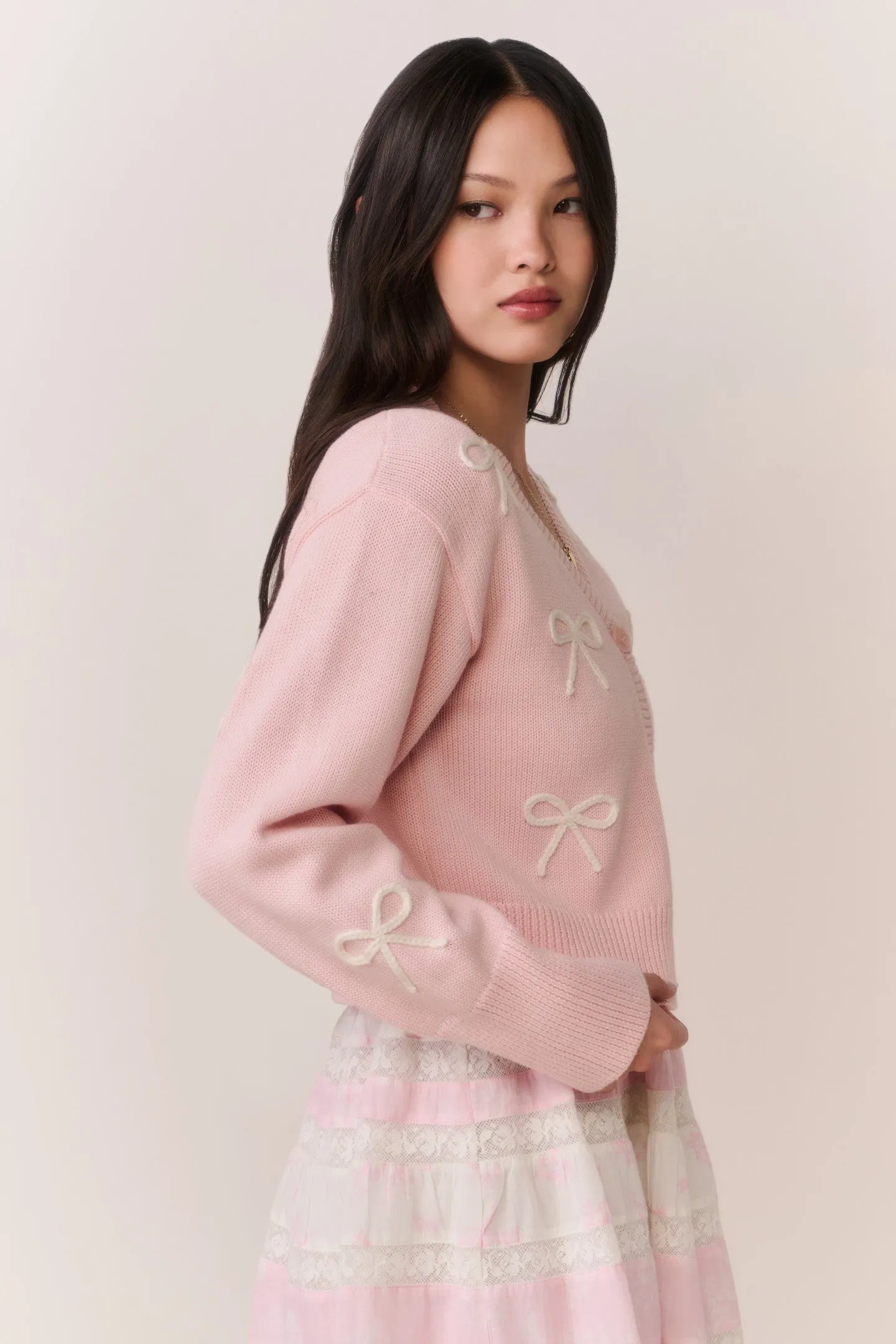 Francette Cotton Bow Embroidered Cardigan sold by LoveShackFancy product image thumbnail 4