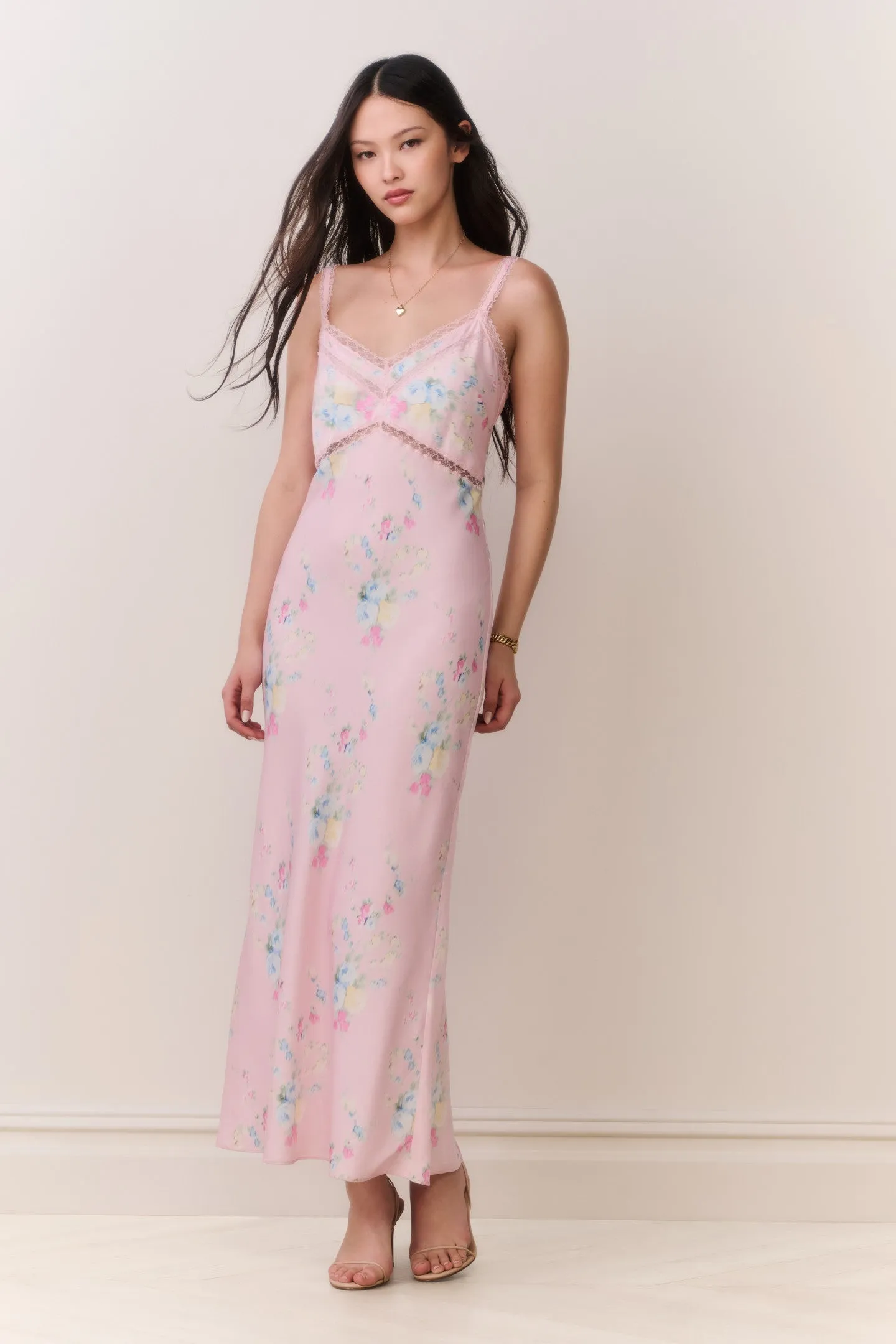 Annabeth Satin Floral Maxi Slip Dress sold by LoveShackFancy product image thumbnail 3