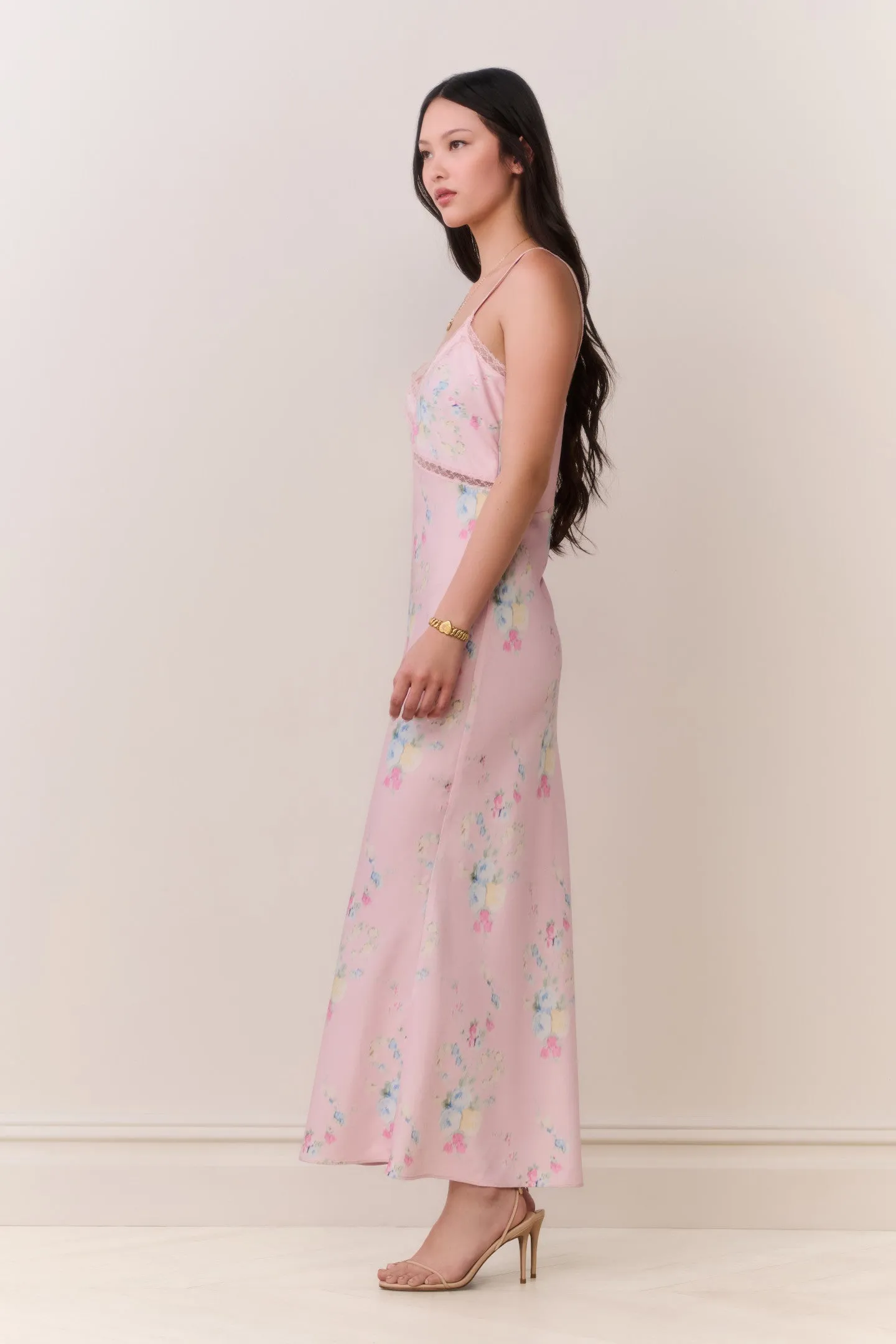 Annabeth Satin Floral Maxi Slip Dress sold by LoveShackFancy product image thumbnail 4