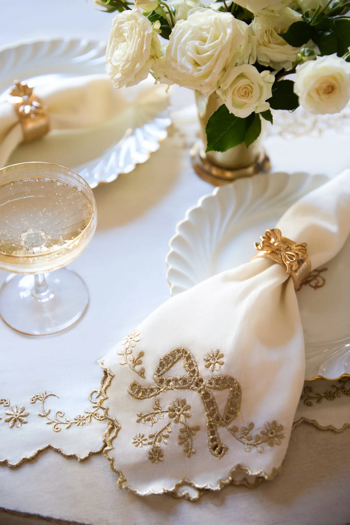 Heirloom Gold Bow Napkin Ring Set - Set Of 4 sold by LoveShackFancy product image thumbnail 3