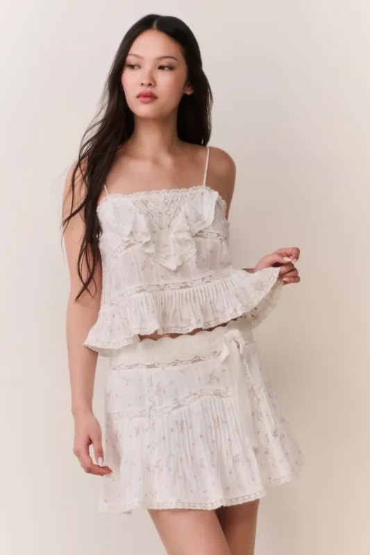 Willia Floral Embroidered Cotton Mini Skirt made by LoveShackFancy