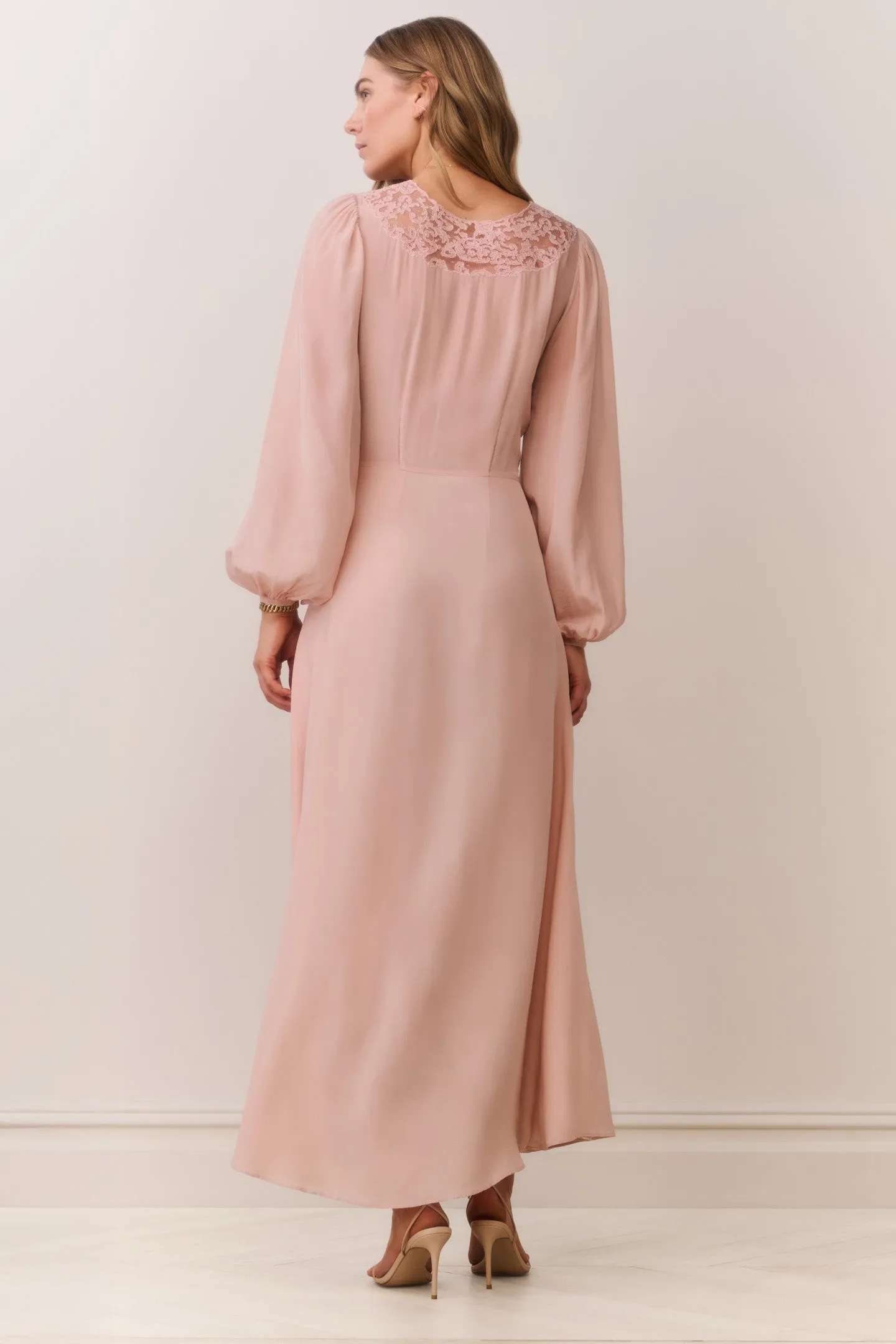 Lina Silk Lace-Trimmed Maxi Dress sold by LoveShackFancy product image thumbnail 5