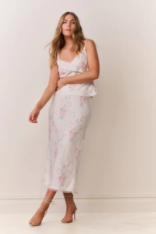 Kalo Floral Bow Print Slip Skirt made by LoveShackFancy