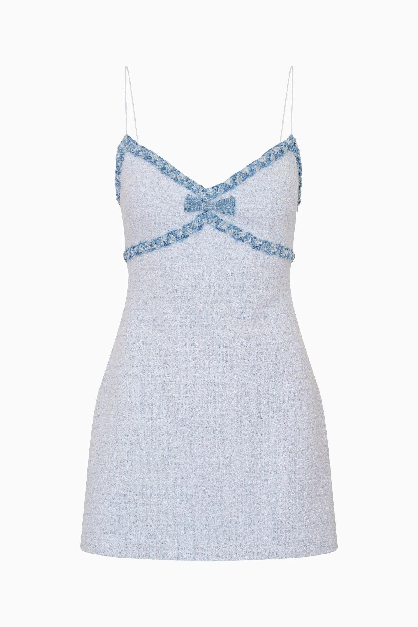 Novara Denim-Trimmed Tweed Mini Dress sold by LoveShackFancy product image thumbnail 4
